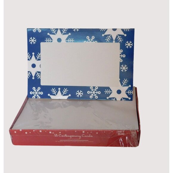 Vintage Christmas Snowflake Photo Holder Frame Cards Envelopes Set of 18 Boxed - Picture 2 of 3
